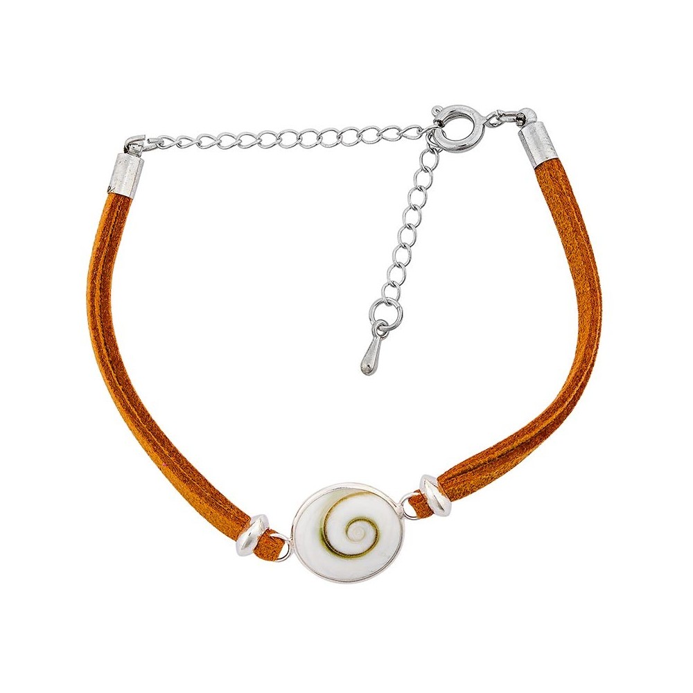 Bracelet fantaisie alcantara ocre et oeil de sainte Lucie