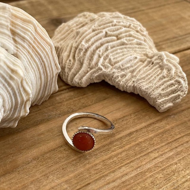 Bague corail rouge Argent 925 - AN00001