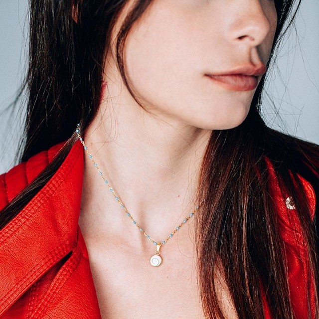 Collier œil de Ste Lucie et perles POCOLLIER001TURQ