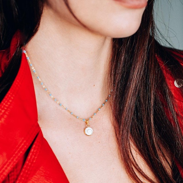 Collier œil de Ste Lucie et perles POCOLLIER001TURQ
