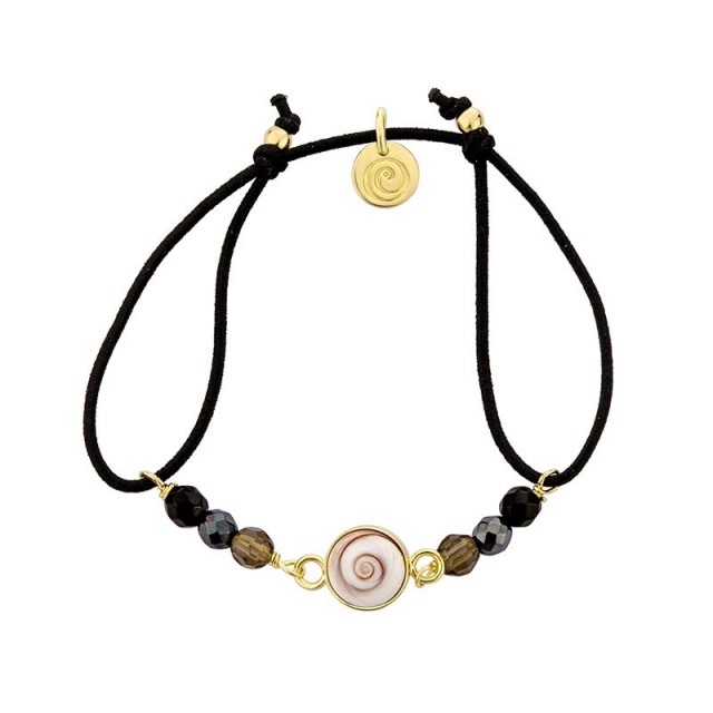 bracelet cordon coton noir oeil de sainte lucie et hématite