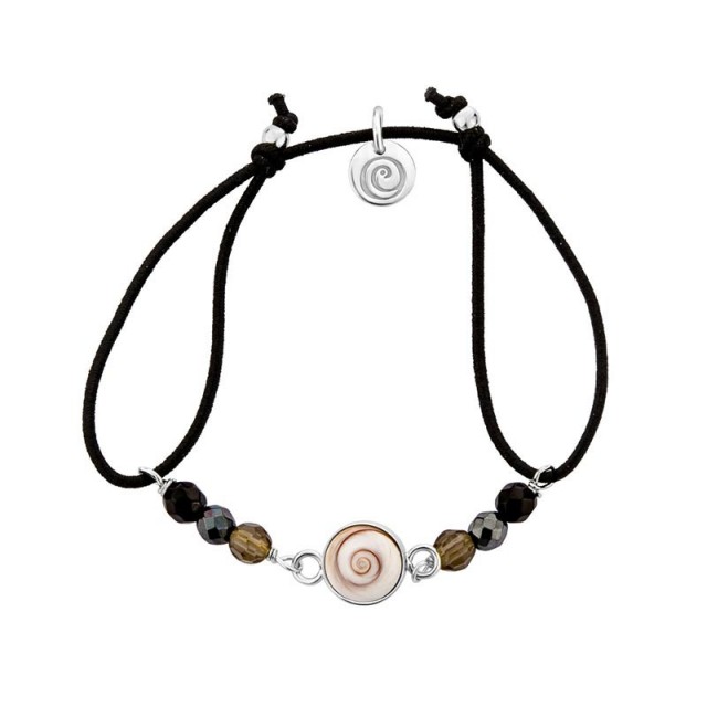bracelet cordon coton  et argent oeil de ste lucie et amazonite