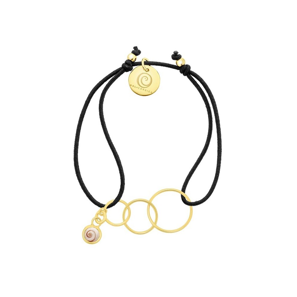 bracelet cordon coton noir oeil de sainte lucie et anneaux