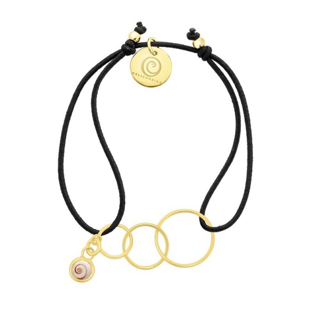 bracelet cordon coton noir oeil de sainte lucie et anneaux