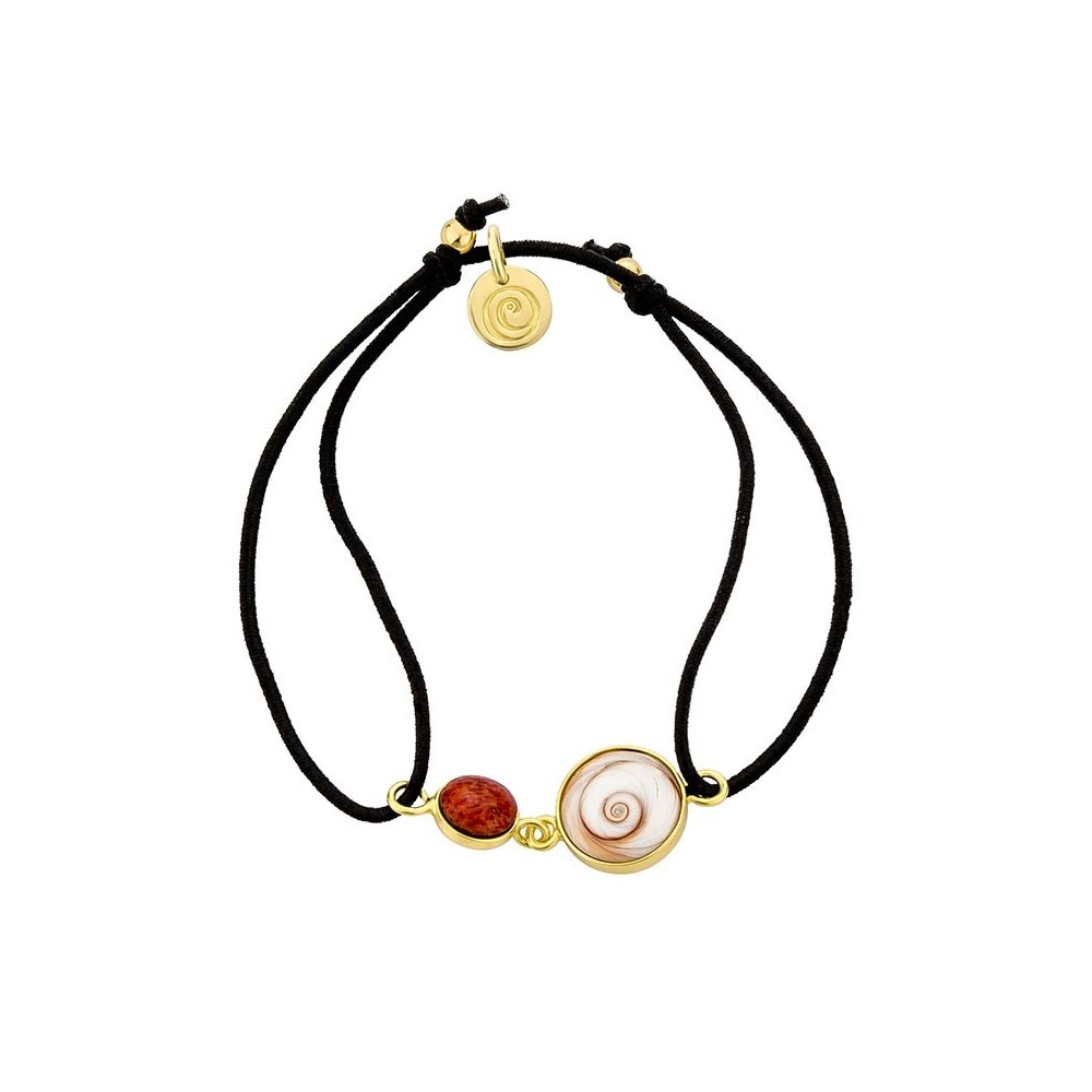 bracelet cordon coton noir avec oeil de sainte lucie