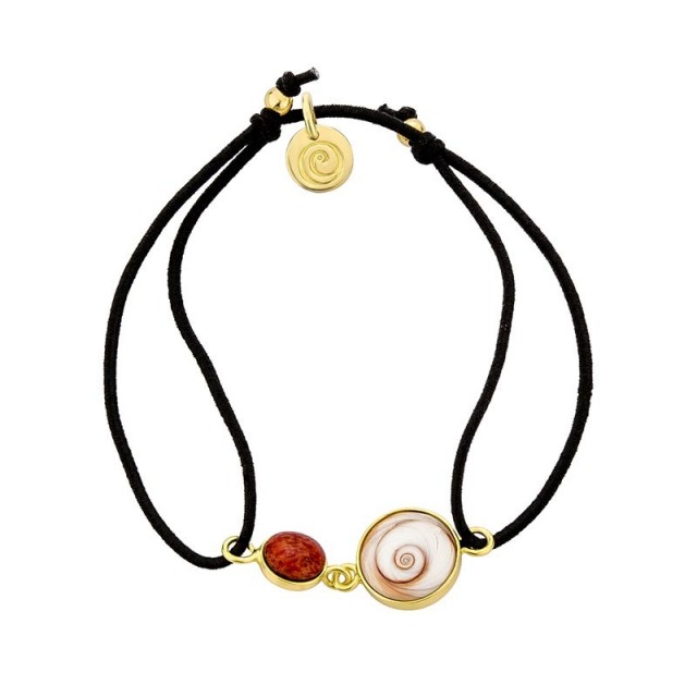 bracelet cordon coton noir avec oeil de sainte lucie
