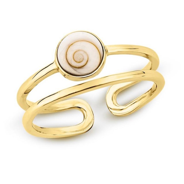 Bague ajustable dorée à l'or fin avec oeil de ste lucie