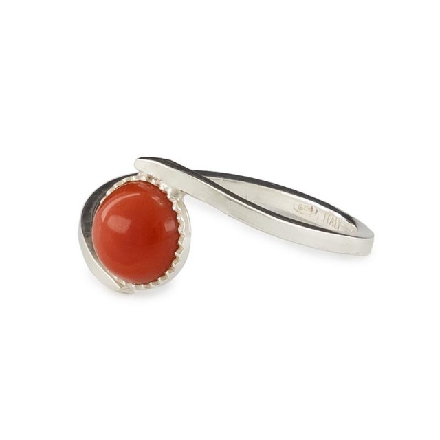 Bague corail rouge Argent 925 - AN00001
