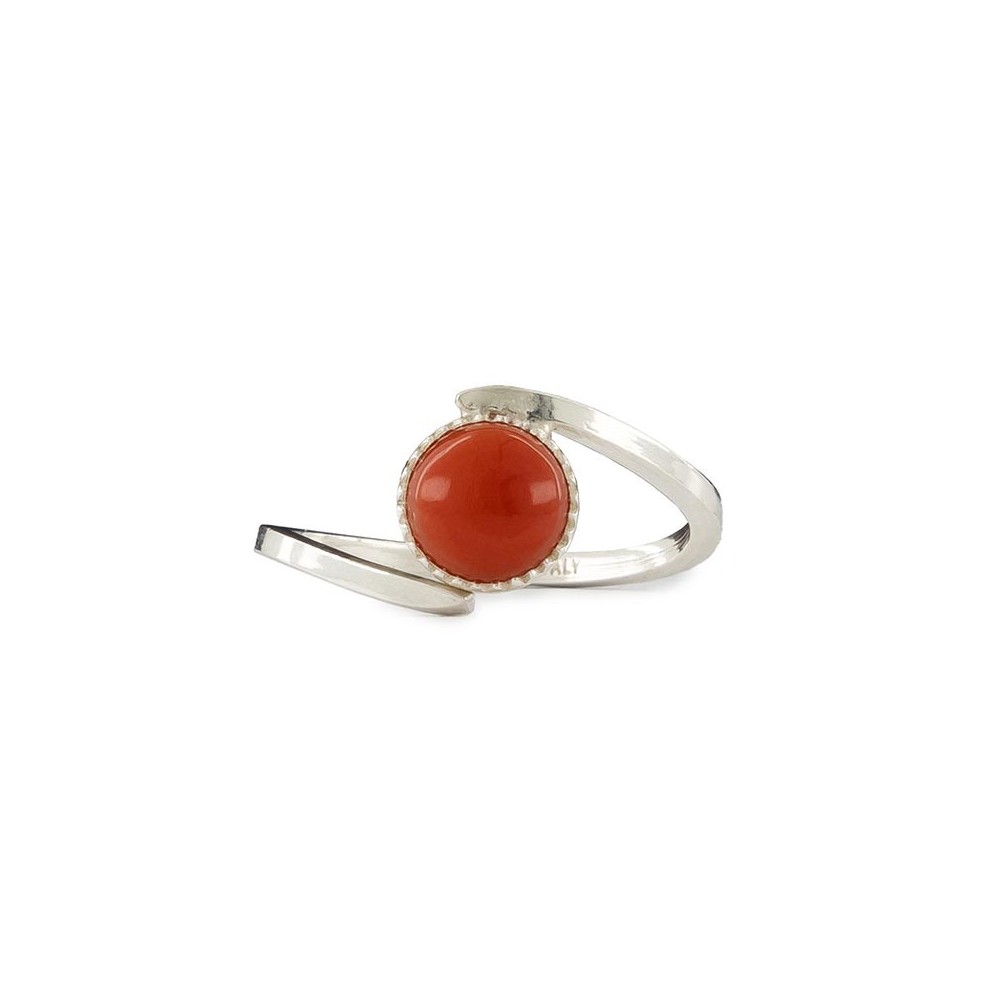 Bague corail rouge Argent 925 - AN00001