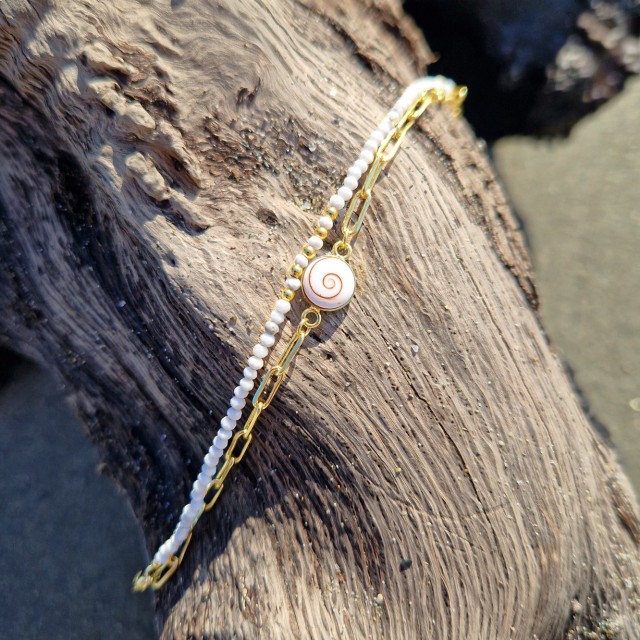 Bracelet oeil de ste lucie et agate POSBC248agateblcMEDI