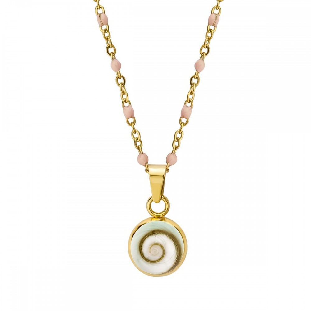 Collier œil de Ste Lucie et perles POCOLLIER001TANGERINE