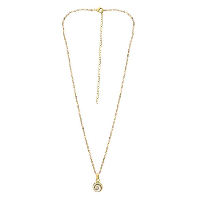 Collier œil de Ste Lucie et perles POCOLLIER001TANGERINE
