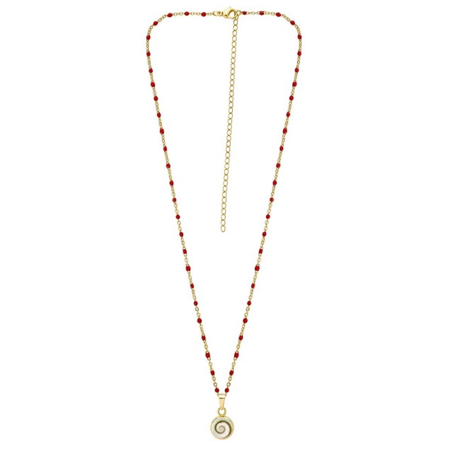 Collier œil de Ste Lucie et perles POCOLLIER001R