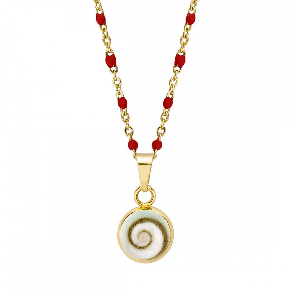 Collier œil de Ste Lucie et perles POCOLLIER001R