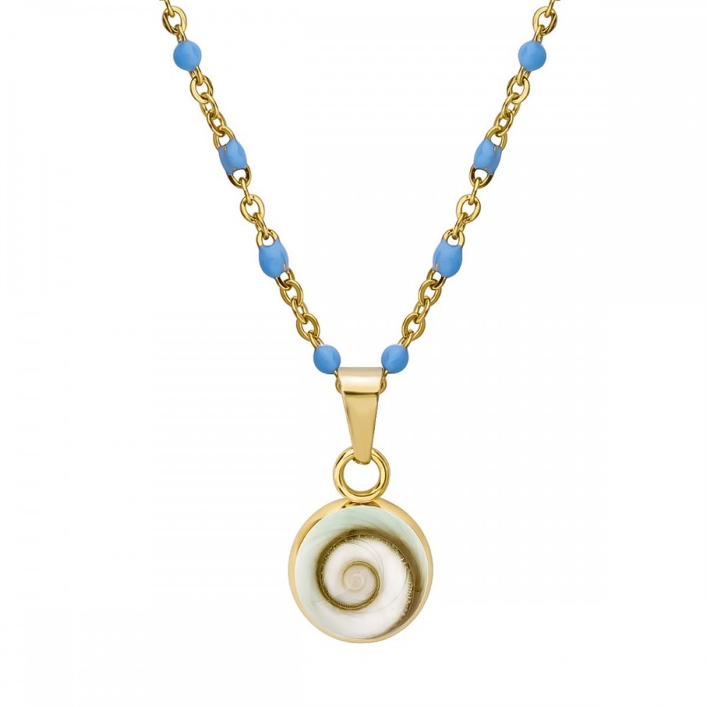 Collier œil de Ste Lucie et perles POCOLLIER001TURQ