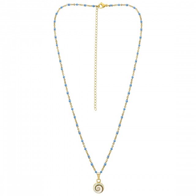 Collier œil de Ste Lucie et perles POCOLLIER001TURQ