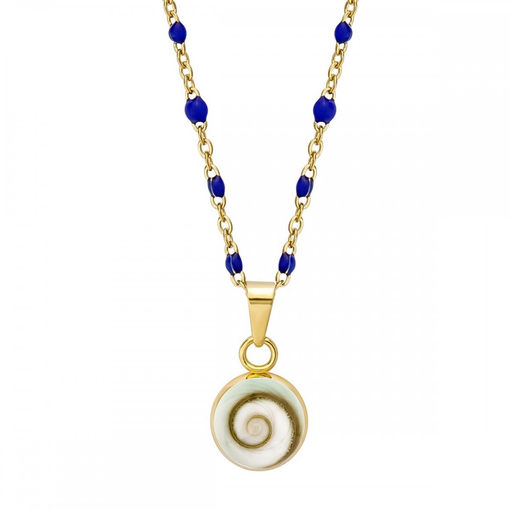 Collier œil de Ste Lucie et perles POCOLLIER001AZUR