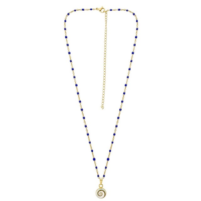 Collier œil de Ste Lucie et perles POCOLLIER001AZUR