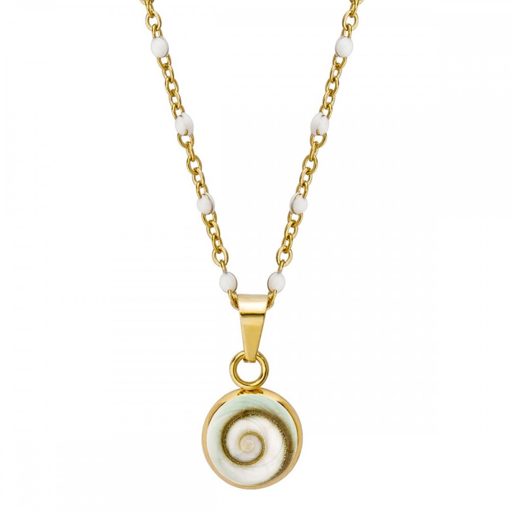 Collier œil de Ste Lucie et perles POCOLLIER001BLC