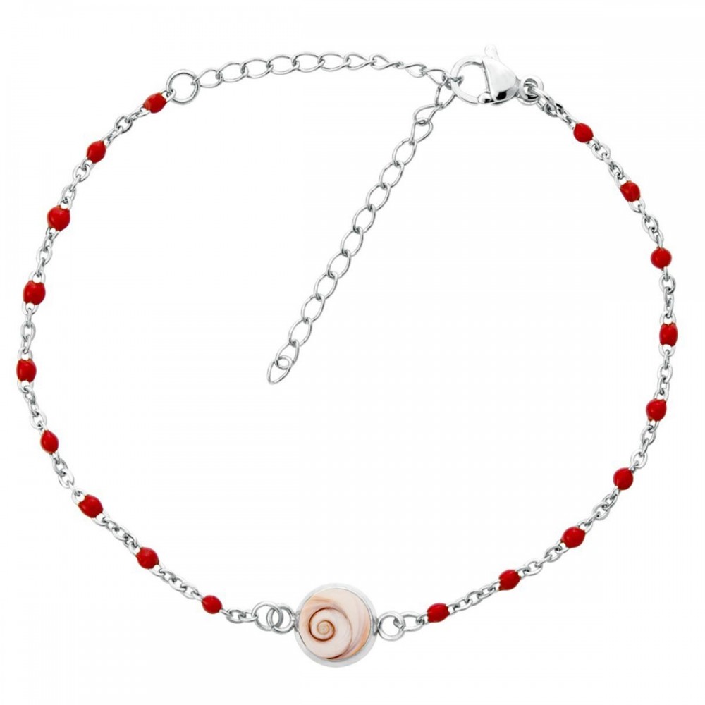 Bracelet œil ste Lucie perles rouge SBC002ACMEDIR