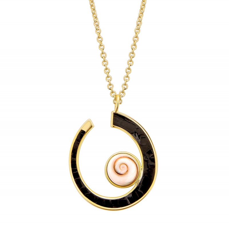 Collier œil ste Lucie doré avec éclat d'onyx