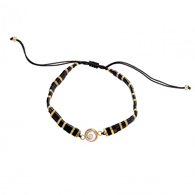 Bracelet perles plates doré POSBC065MEDI
