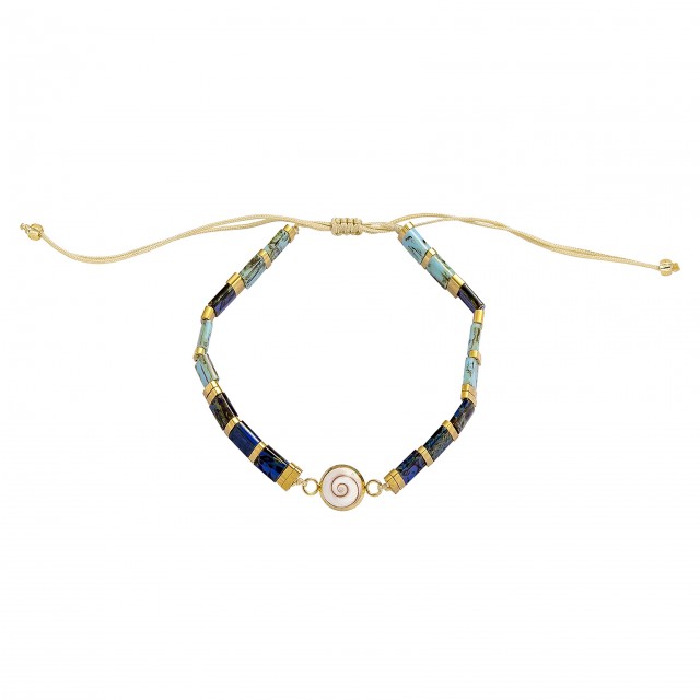 Bracelet perles plates doré POSBC062MEDI