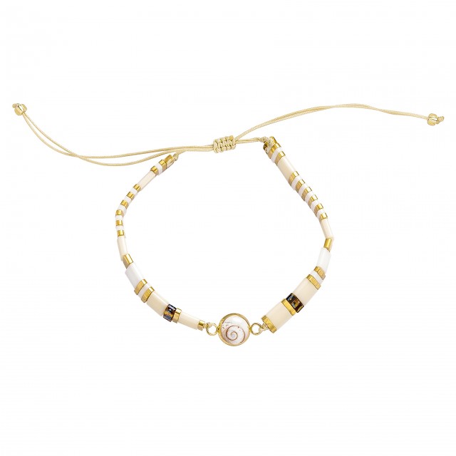 Bracelet perles plates doré POSBC059MEDI