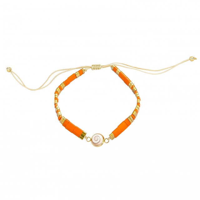 Bracelet perles plates doré POSBC063MEDI