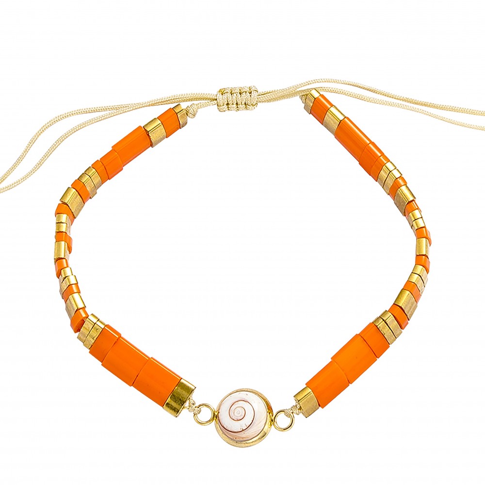 Bracelet perles plates doré POSBC063MEDI
