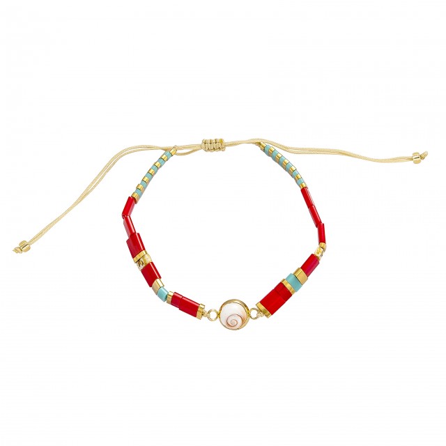 Bracelet perles plates doré POSBC057MEDI
