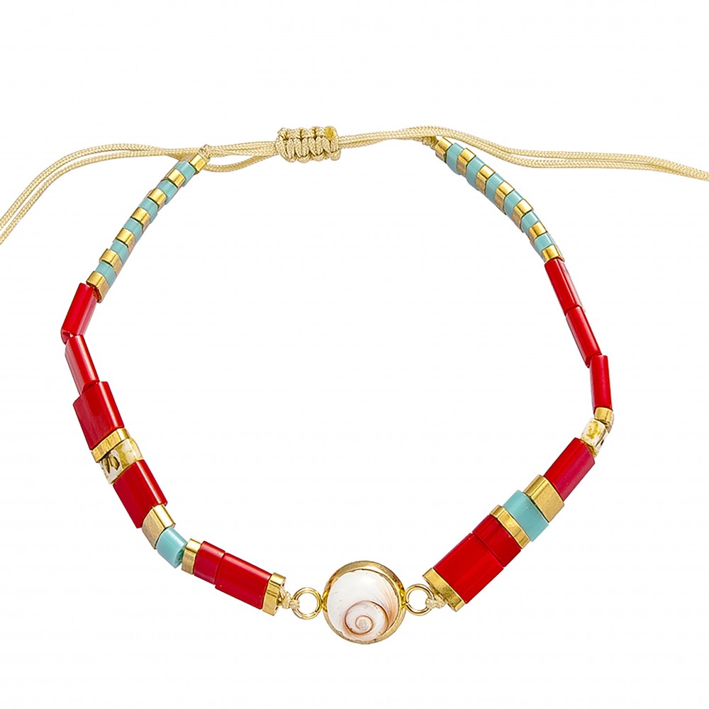 Bracelet perles plates doré POSBC057MEDI