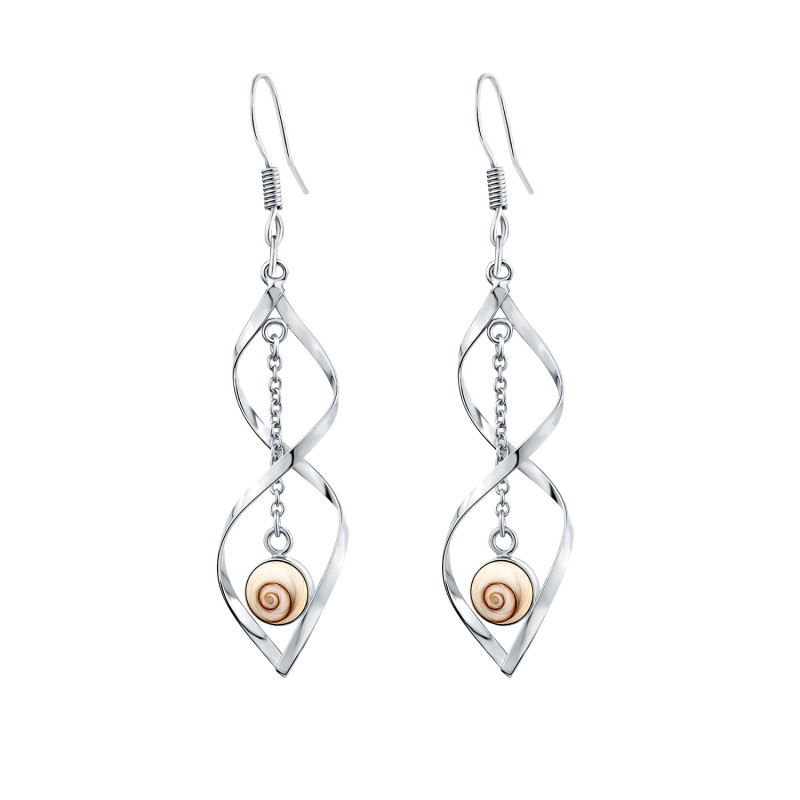 Boucles d'oreille œil de Ste Lucie et torsade en argent