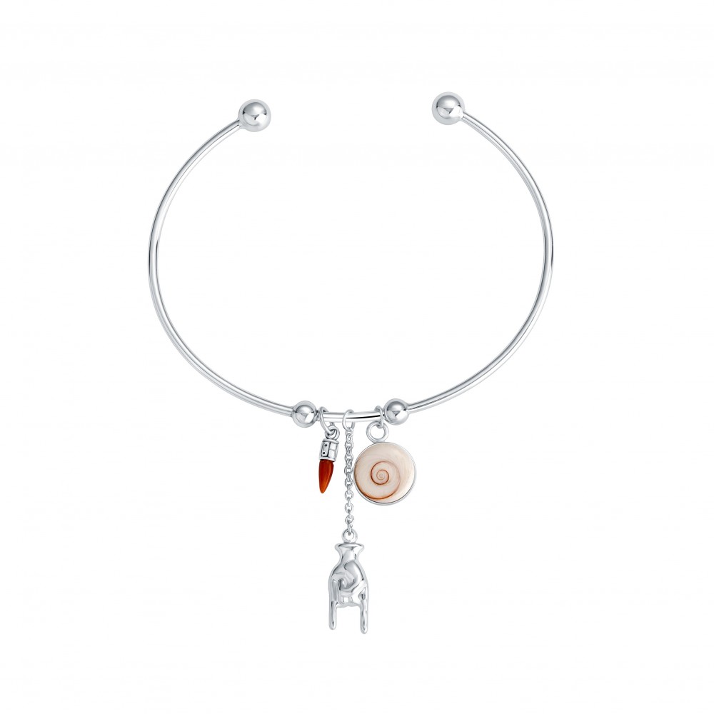 Bracelet jonc œil de Sainte Lucie, corail et main SBC090MEDI