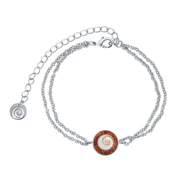 bracelet en argent 925 à double chaîne œil de Ste Lucie et gorgone