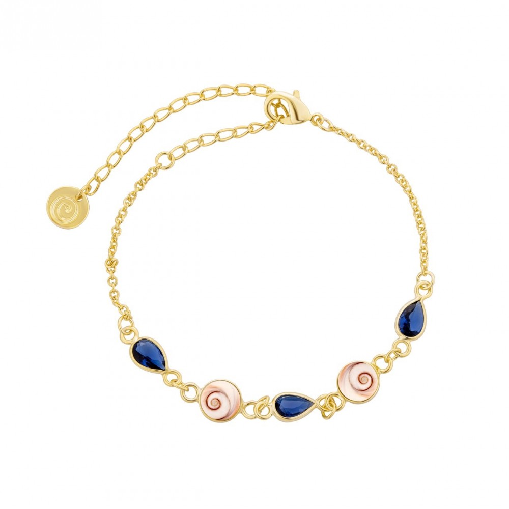 Bracelet doré – Œil de Sainte-Lucie & pierres bleues - POSBC237MEDI