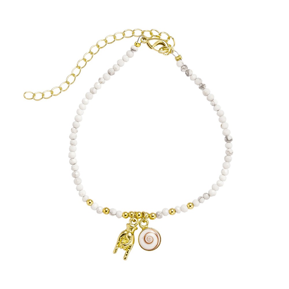 Bracelet doré Œil de Ste-Lucie et howlite - POSBC252BLCMEDI