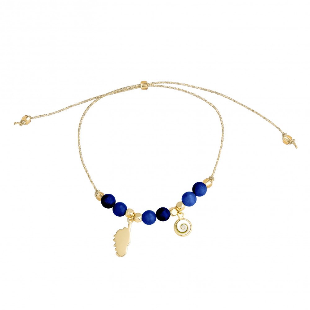 Bracelet doré Œil de Ste-Lucie et lapis-lazuli - POSBC089lapis