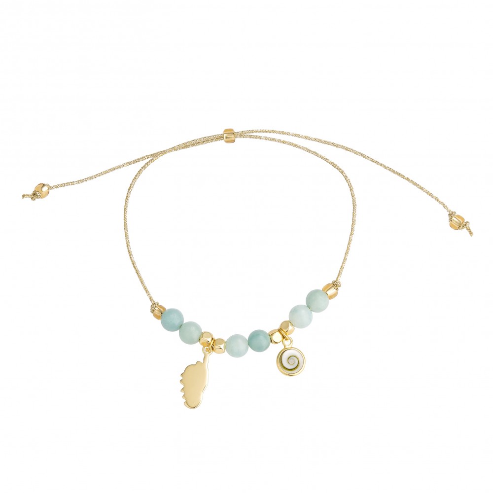 Bracelet doré Œil de Ste-Lucie et amazonite - POSBC089AMAZO