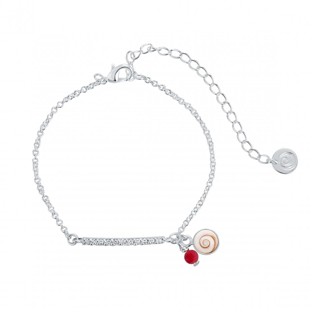 Bracelet argent barre strass & Œil de Ste-Lucie SBC250MEDI-ARG