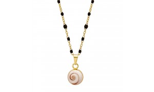 Collier doré perles noires...