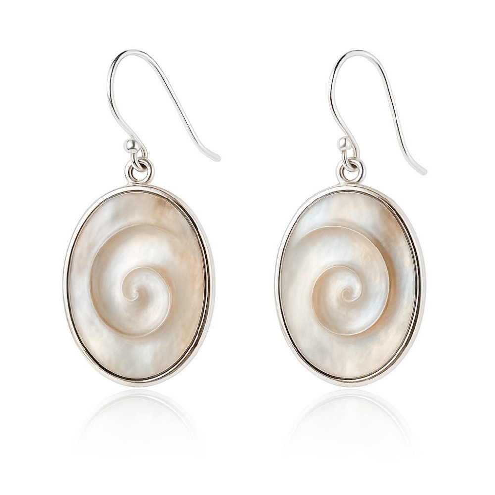 Boucles d'oreilles pendante nacre naturelle et argent