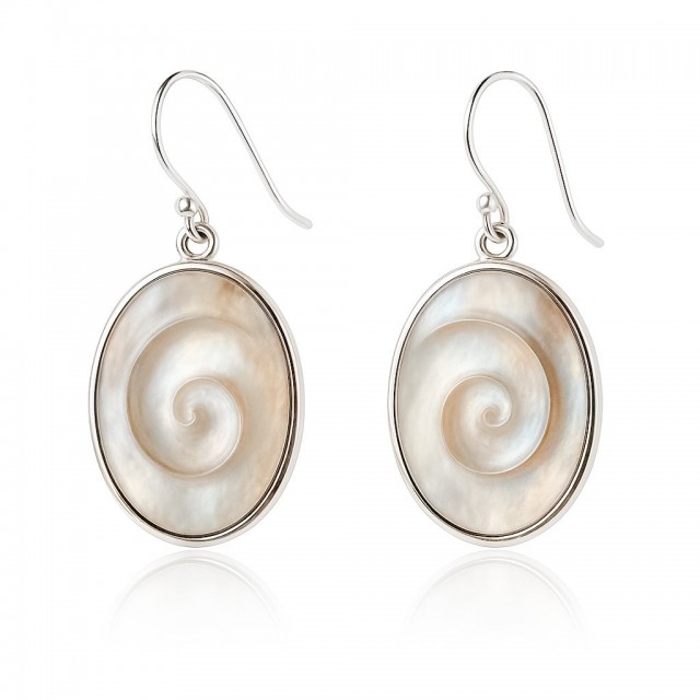 Boucles d'oreilles pendante nacre naturelle et argent