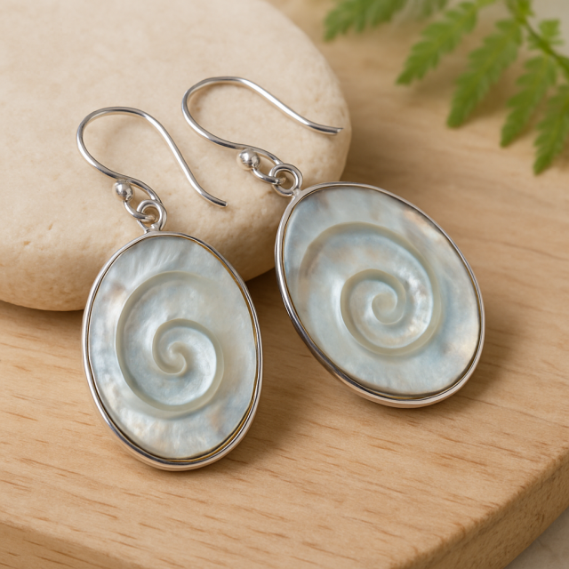 Boucles argent & nacre naturelle – SEC166