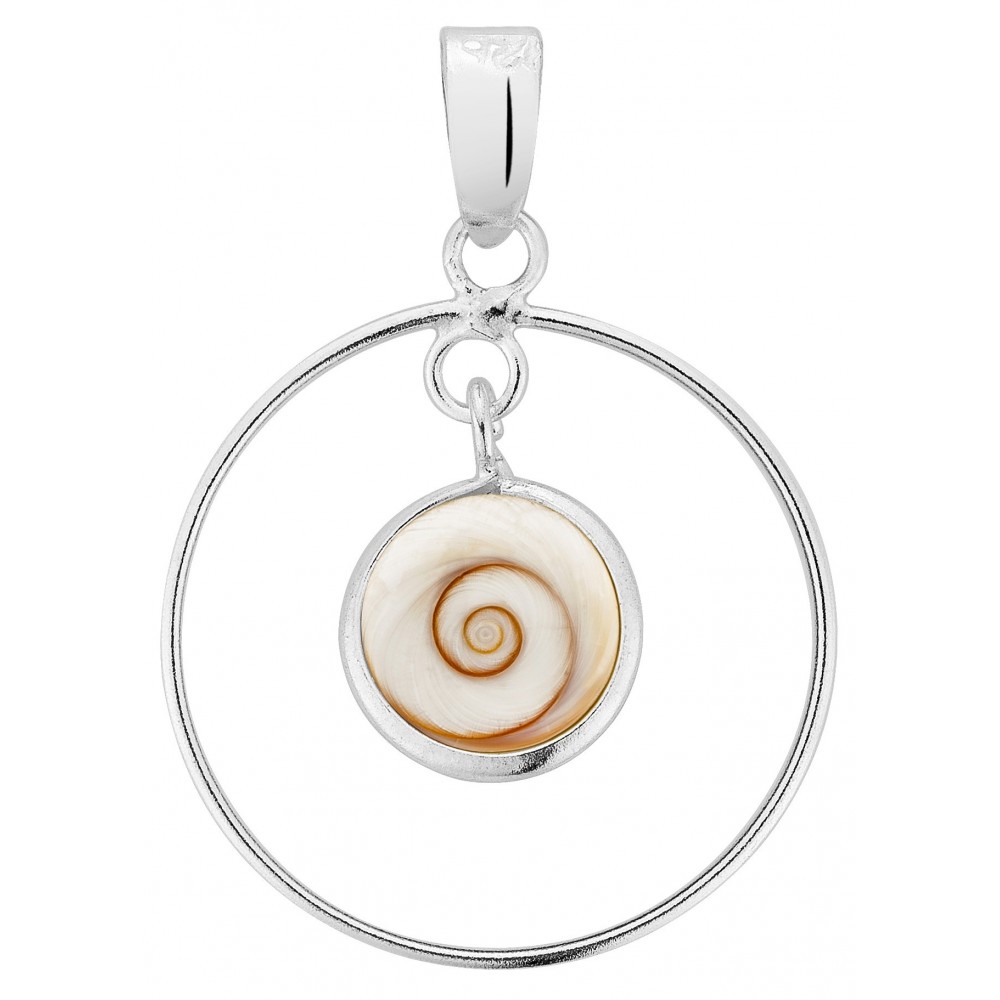 Pendentif cercle argent et Œil de Ste-Lucie suspendu SPC057MEDIARG