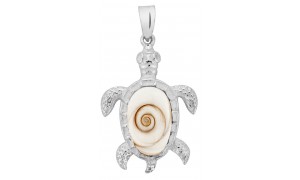 Pendentif tortue argent et...
