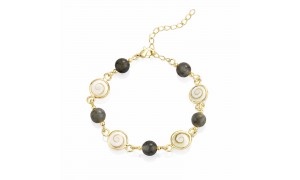 bracelet doré œil du pacifique et labradorite