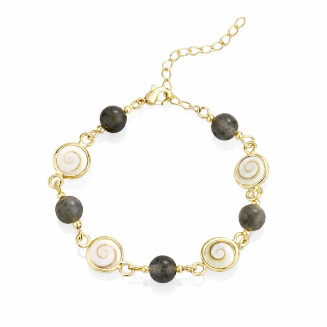 bracelet doré œil du pacifique et labradorite