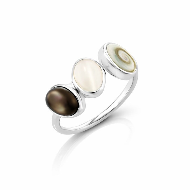 bague œil pacifique nacre blanche et nacre noire