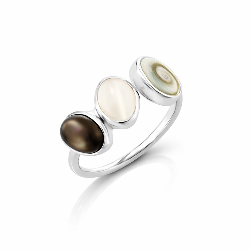 bague œil pacifique nacre blanche et nacre noire